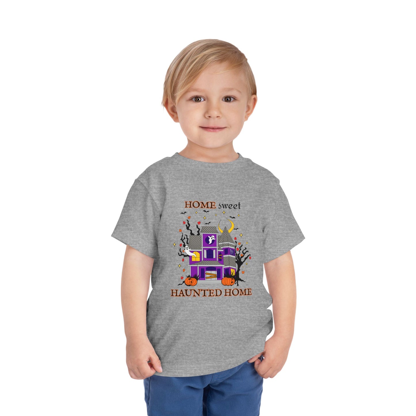 Home Sweet Haunted Home Halloween Toddler T-Shirt (HEATHER GRAY)