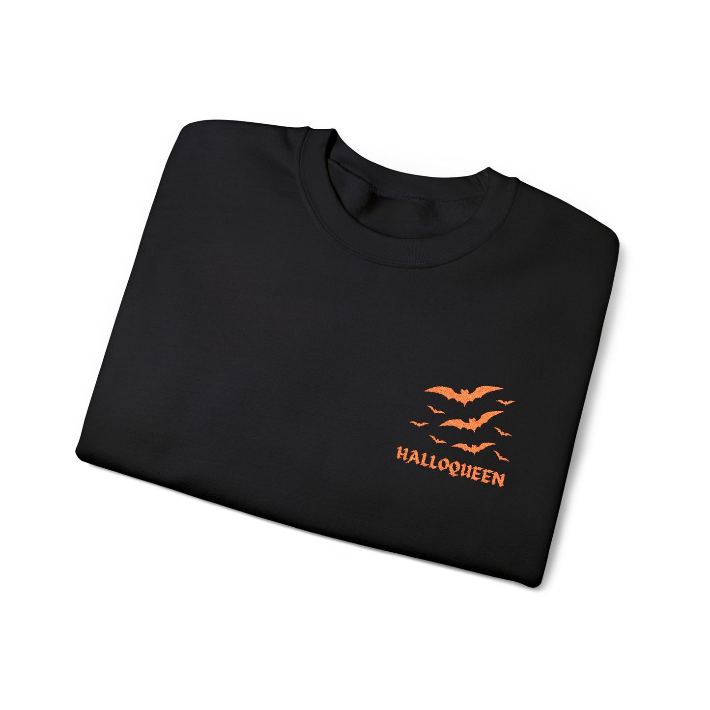 HALLOQUEEN Embroidered Halloween Crewneck Sweatshirt (BLACK)