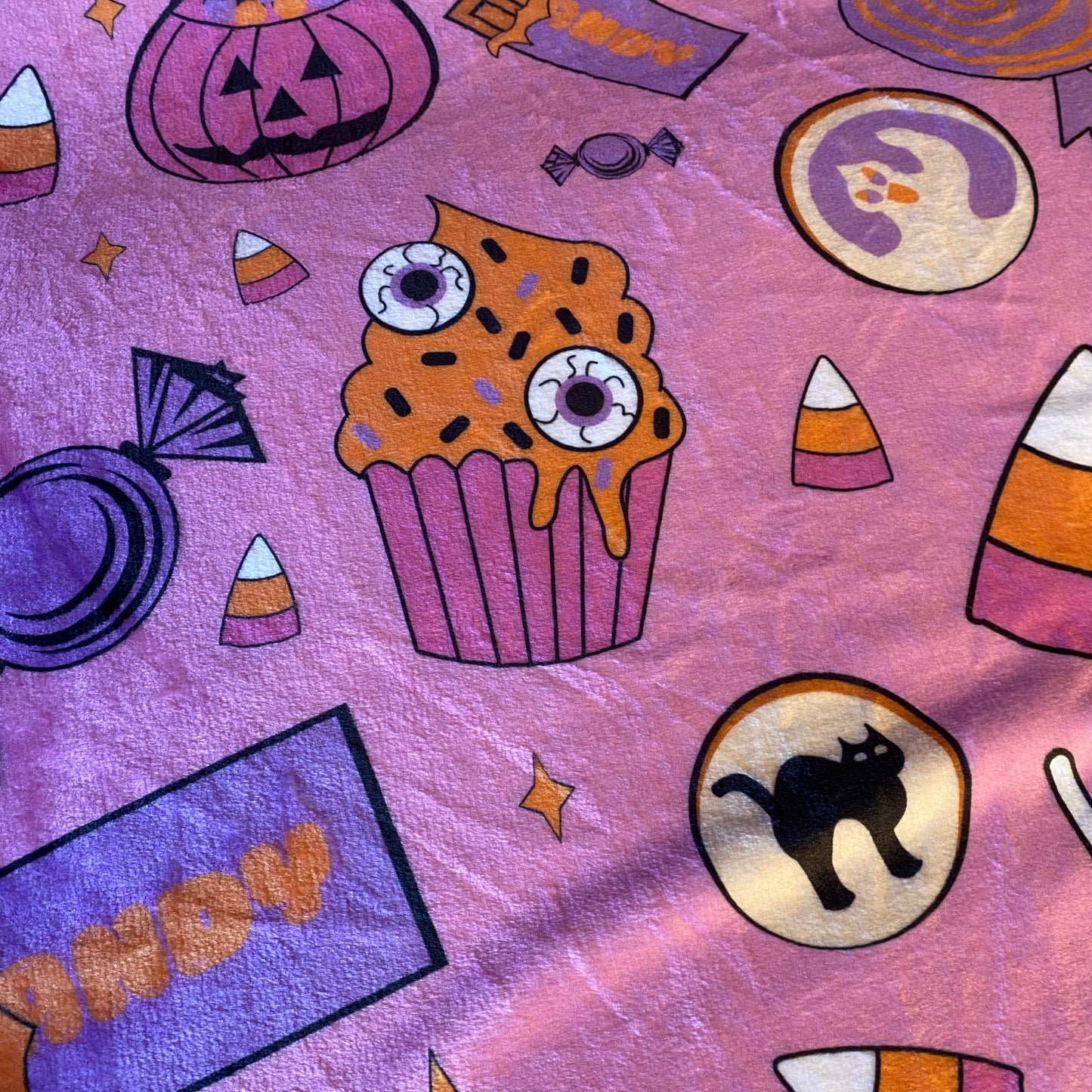 Sweet & Spooky Velveteen Microfiber Halloween Blanket 60" x 50" (PINK)