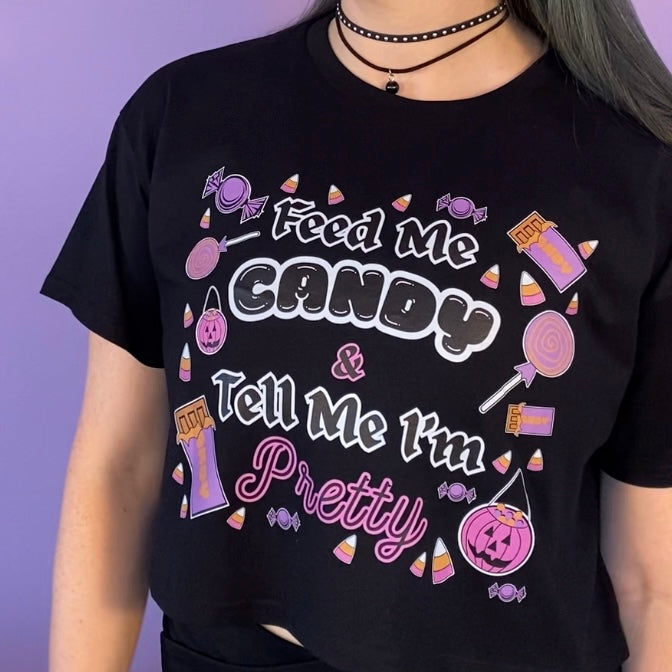 Feed Me Candy Women's Crop T-Shirt (BLACK)