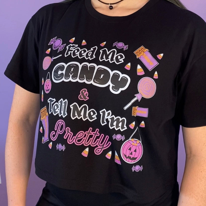 Feed Me Candy Women's Crop T-Shirt (BLACK)