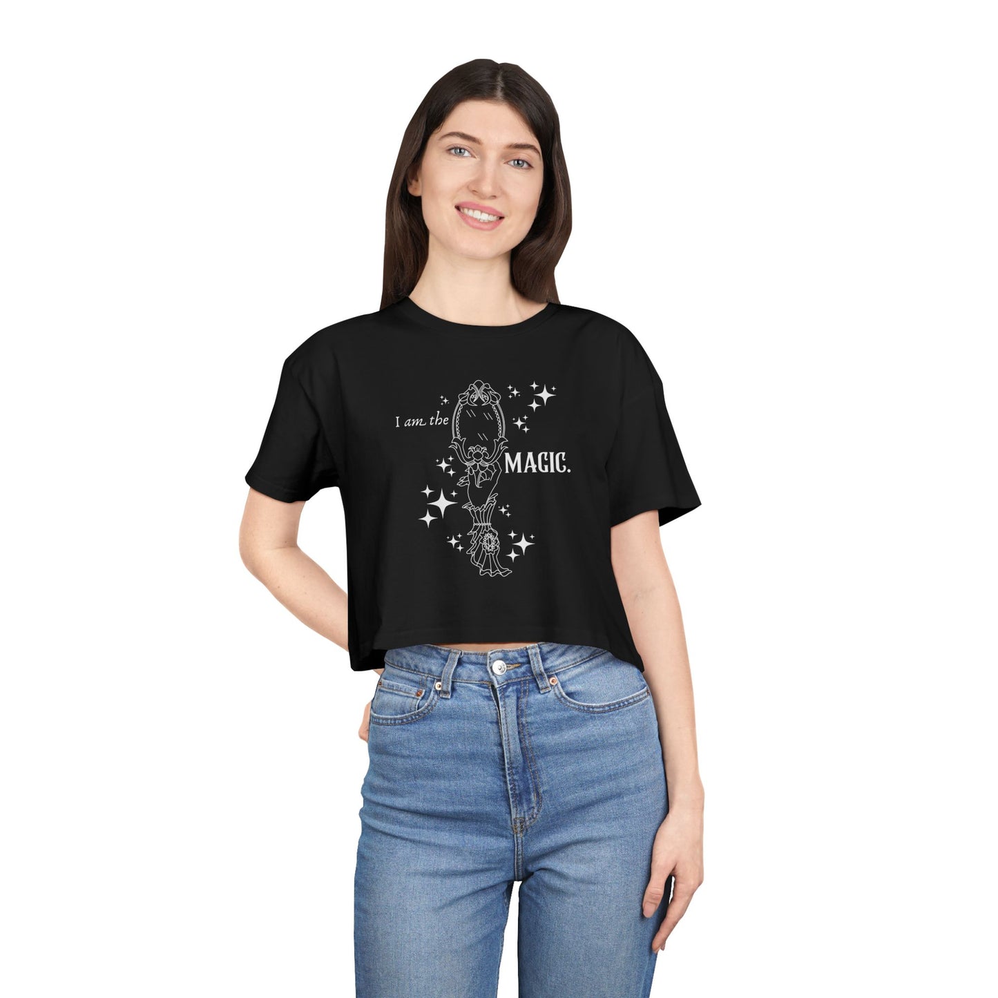 I Am The Magic Crop Witchy Mirror T-Shirt (Black)