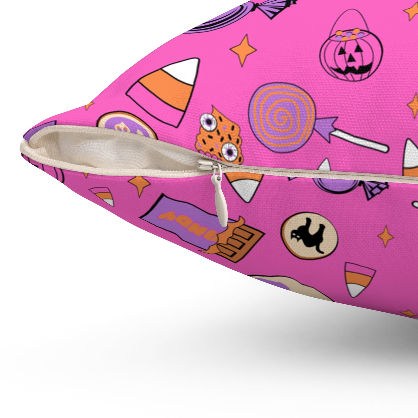 Sweet & Spooky Halloween Throw Pillow (PINK)