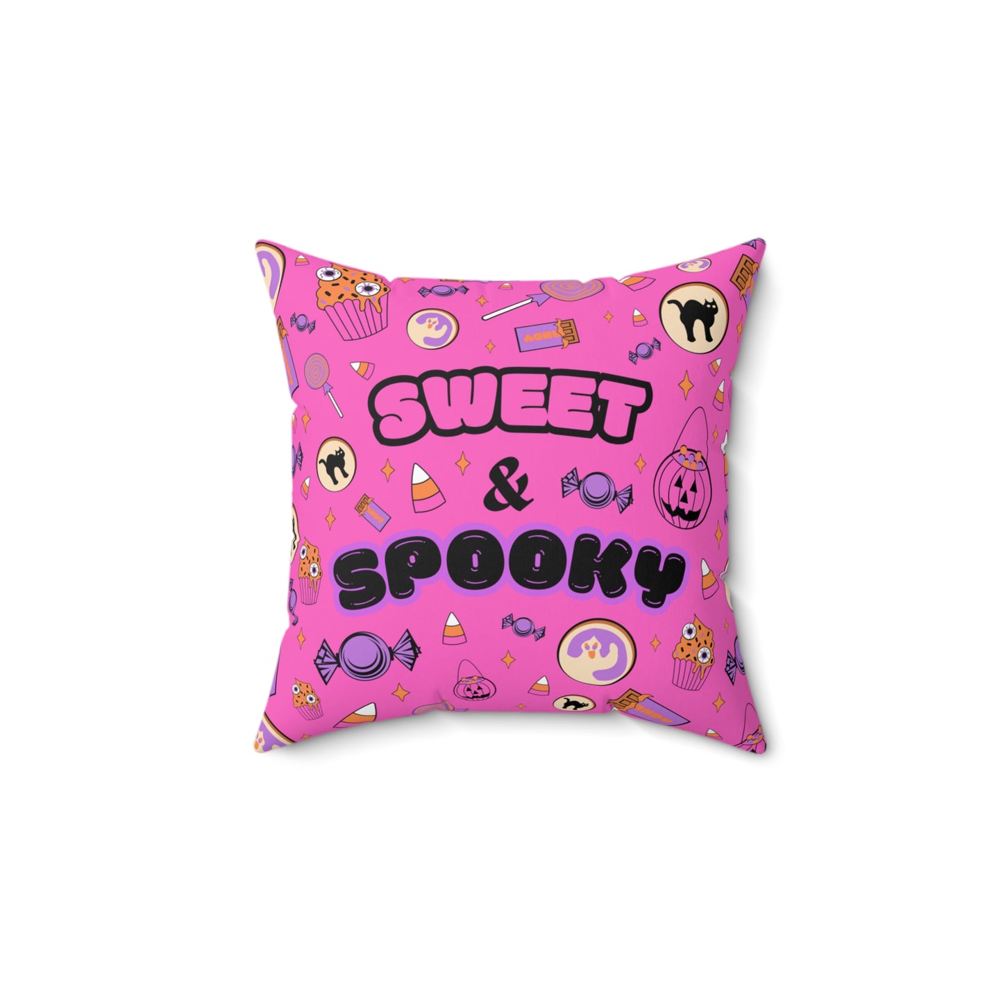 Sweet & Spooky Halloween Throw Pillow (PINK)