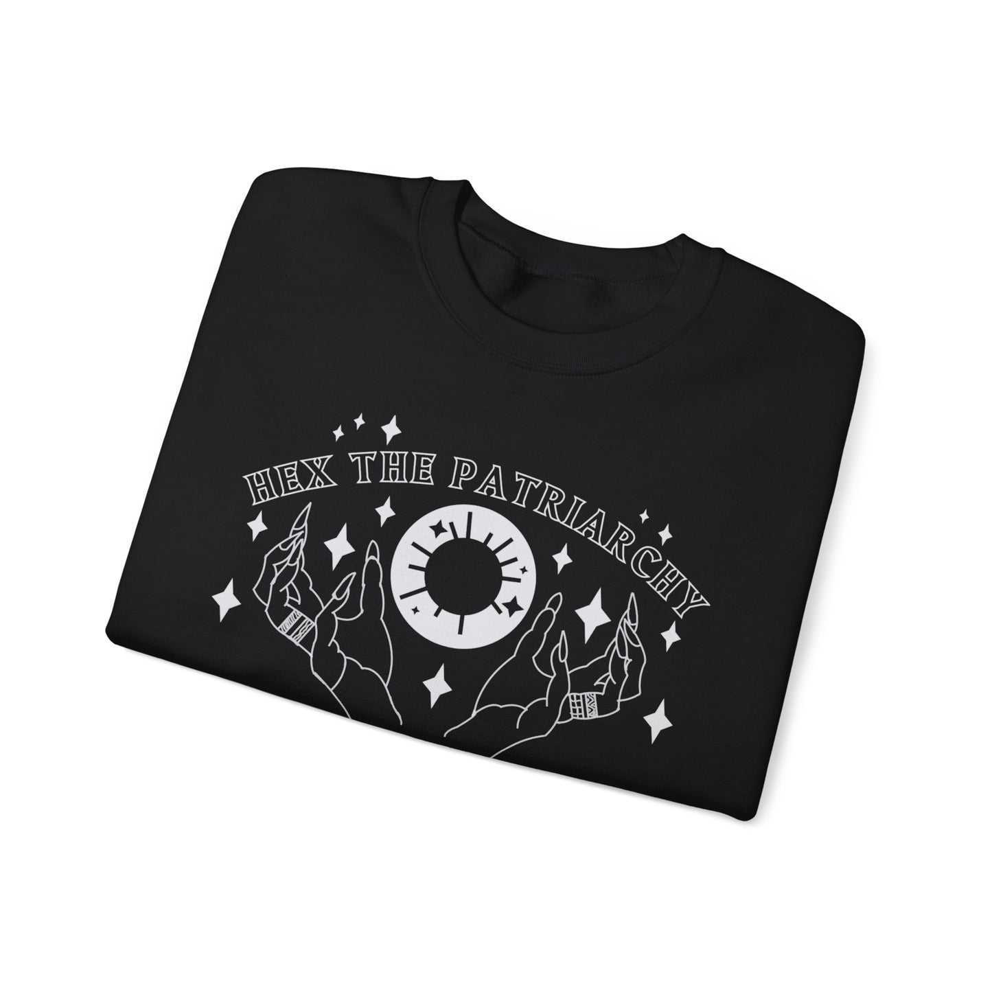 Hex the Patriarchy Feminist Witchy Crewneck Sweatshirt (BLACK)