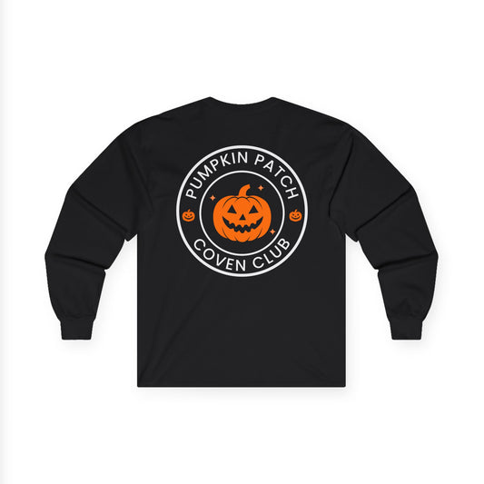 Pumpkin Patch Coven Club Long Sleeve Halloween T-Shirt (BLACK)