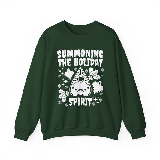 Summoning the Holiday Spirit Crewneck Sweatshirt (FOREST GREEN)