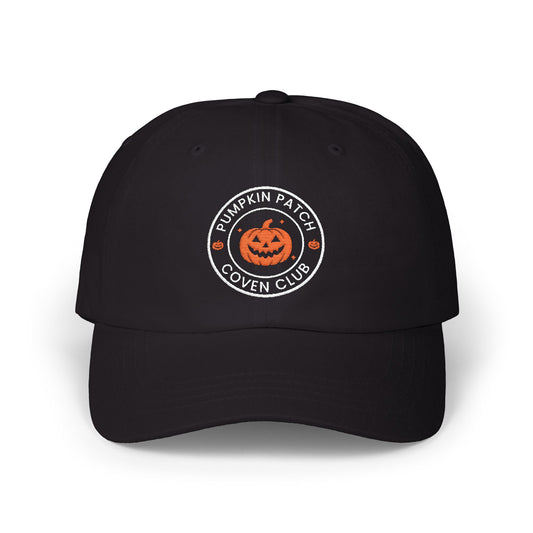 Pumpkin Patch Coven Club Embroidered Halloween Baseball Cap (BLACK)