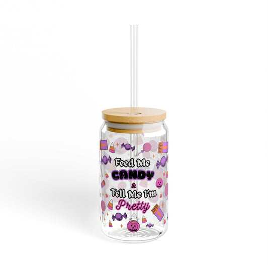 Feed Me Candy 16oz Halloween Sipper Glass