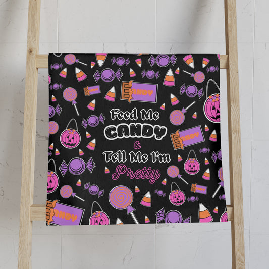 Feed Me Candy Halloween Hand Towel (BLACK)