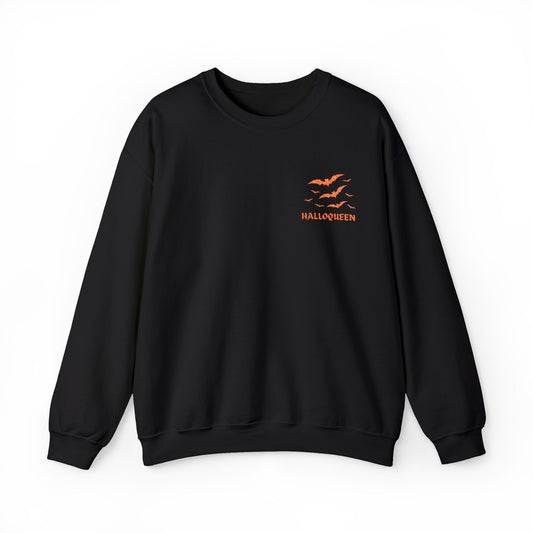 HALLOQUEEN Embroidered Halloween Crewneck Sweatshirt (BLACK)
