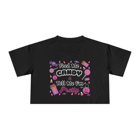 Feed Me Candy Women's Crop T-Shirt (BLACK)