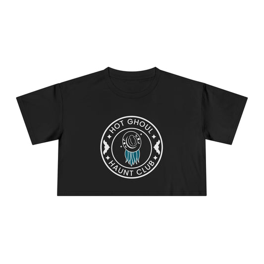 Hot Ghoul Haunt Club Women's Crop T-Shirt (BLACK)