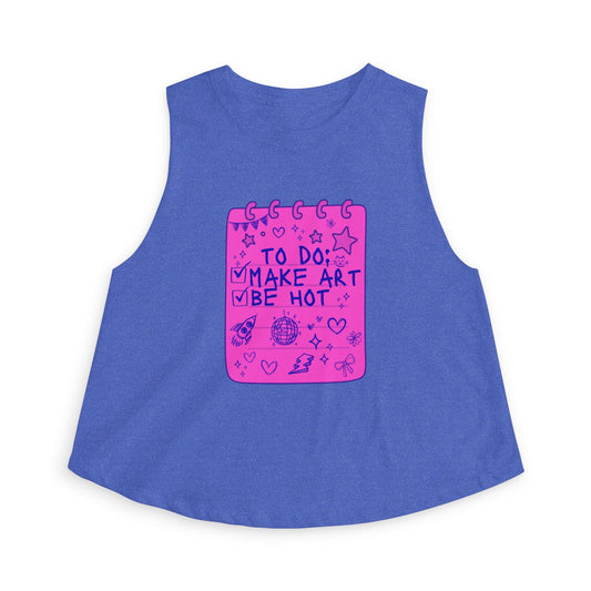 Make Art Be Hot Crop Tank (BLUE)