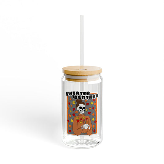 Sweater Weather Skeleton 16oz Halloween Sipper Glass