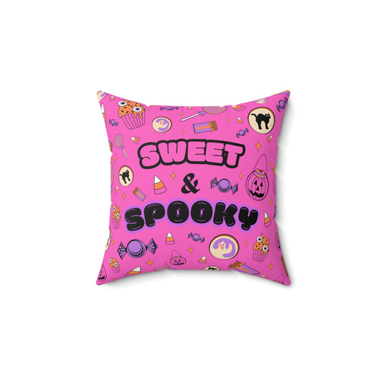 Sweet & Spooky Halloween Throw Pillow (PINK)
